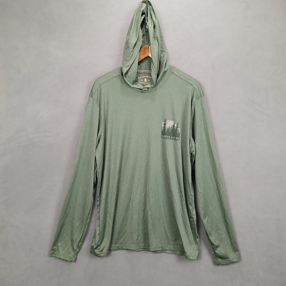 G.H. Bass & Co Athletic Hoodie Mens Large Green Graphic Print Forest Winter